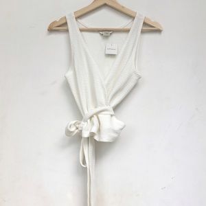 NWOT Club Monaco White Wrap Top, Size S